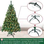 Kunstkerstboom met verlichting, 150 cm, pvc, kunstkerstboom met 180 leds en standaard, kunstkerstdecoratie, groen