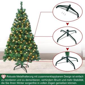 Kunstkerstboom met verlichting, 210 cm, pvc, kunstkerstboom met 350 leds en standaard, kunstkerstdecoratie, groen