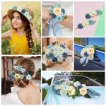 40 stuks kunstbloemen om te knutselen, 2,5 cm ~ 5 cm, bloemendecoratie, blauwe kleur kunstbloemen als echt, kunstbloemen bloemkoppen kunnen voor haarsieraden, kleding