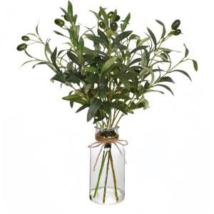 , olijftak in glazen vaas, 37 cm, kunstmatige Greenery stammen met olijftakken, faux eucalyptus stammen voor thuis, kantoor, boerderij, bruiloft, tafel, centerpiece decoratie