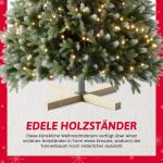 Wija Kerstboom met verlichting, kunstkerstboom met lichtketting, 350 warm wit, ledlicht, kunstsneeuwcoating, 850 takken en houten standaard, van PE-spuitgietwerk en pvc (H180)