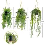 voor binnen, 3 stuks, , met potten, kunstklimop, kunstplant voor binnen, voor feest, keuken, tuin, kantoor