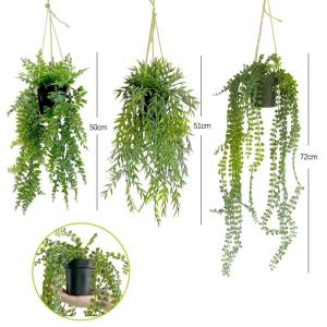voor binnen, 3 stuks, , met potten, kunstklimop, kunstplant voor binnen, voor feest, keuken, tuin, kantoor