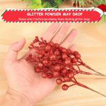 24 stuks bessen kerstdecoraties, kerstbessen met glitter, kunstmatige hulstbessen stamornamenten voor krans die kerstboomdecoraties maakt