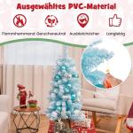 90 cm Mini künstlicher Weihnachtsbaum, Tannenbaum klein mit Schnee & Zementbasis, Chirstbaum mit 136 Spitzen, 12 Wattekugeln & 24 Weihnachtskugeln, Kunstbaum Dekobaum für Zuhause