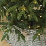 Vorbeleuchteter künstlicher Weihnachtsbaum mit Lichtern, Grüner Tannenbaum Christbaum mit Metallscharnieren,faltbarem Sockel und Baumkorb für Zuhause,Party,Büro,Bar,210CM/7FT