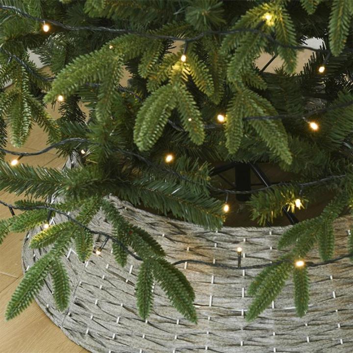 Vorbeleuchteter künstlicher Weihnachtsbaum mit Lichtern, Grüner Tannenbaum Christbaum mit Metallscharnieren,faltbarem Sockel und Baumkorb für Zuhause,Party,Büro,Bar,210CM/7FT