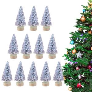 12 Stück Weihnachtsbaum aus Sisal Seidenzeder Miniatur Kiefer Flaschenbürstenbäume künstlicher mattierter Sisal-Weihnachtsbaum für die Weihnachtsdekoration,Tischdekoration