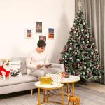 Kunstkerstboom met verlichting, witte sneeuw, led-dennenboom voor kerstdecoratie, 150 cm
