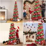 Pop Up Spiral Weihnachtsbaum, 150 cm Künstlicher Weihnachtsbaum Zusammenklappbar mit 5 m 50 LED und Stern Spitze, Weihnachtsbaum Künstlich für Hause, Wohnung, Party (A)