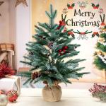 55 cm kerstboom vijf vorken PE rood fruit linnen mist witte boom, 8 dennenappels, 8 bessen | pluizige bevlokte kerstboom van 2 voet - geeft een feestelijke touch | dunne vlok op gr