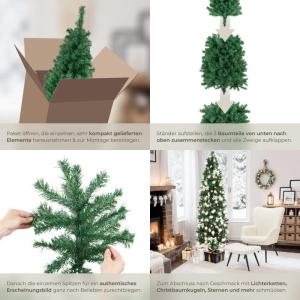 Künstlicher Weihnachtsbaum, naturgetreu, Weihnachtsbaum mit biegsamen Zweigen, voluminöses Nadelkleid, pflegeleicht, stabil, einfacher Aufbau, Tannenbaum künstlich als Weihnacht
