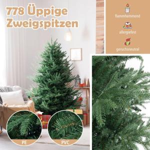 Kunstkerstboom met verlichting, 180 cm, dennenboom met 240 warmwitte ledlampen en 8 lichtmodi, kerstboom met scharnierstructuur, kunstboom voor thuis, groen
