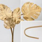 6 stuks Kunstmatige Monstera Bladeren met Lange Stam Tropische Nep Plant Bladeren Schuim Realistisch Goud Faux Monstera Blad voor Bloemstuk Huis Tuin Party Decor, 43x13cm, 40x9,5cm