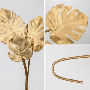 6 stuks Kunstmatige Monstera Bladeren met Lange Stam Tropische Nep Plant Bladeren Schuim Realistisch Goud Faux Monstera Blad voor Bloemstuk Huis Tuin Party Decor, 43x13cm, 40x9,5cm