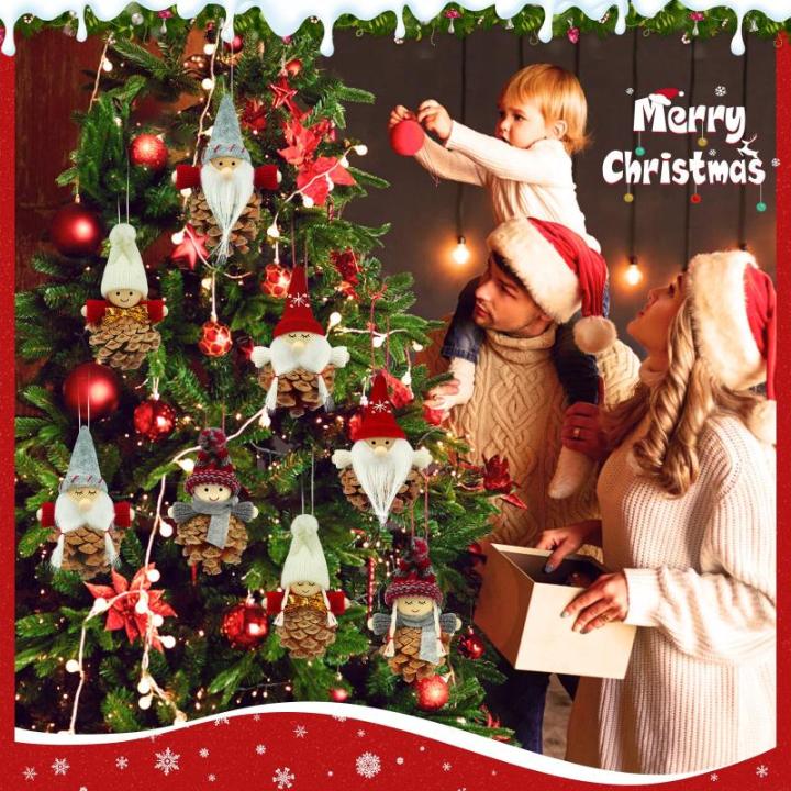Kleine kerstversiering, 8 stuks dennenappels, kerstboom, kerstkabouter, kleine dennenappels, decoratie, mini-kabouter, boomversiering, Kerstmis, decoratieve kabouter, kersthanger