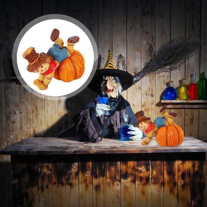 1stk Kürbis-Vogelscheuche Vogelscheuche Kürbis Tischdekoration Halloween-Vogelscheuche-Requisite Halloween Tischdekoration Künstliche Halloween-kürbisse Harz Spielzeug Herbst