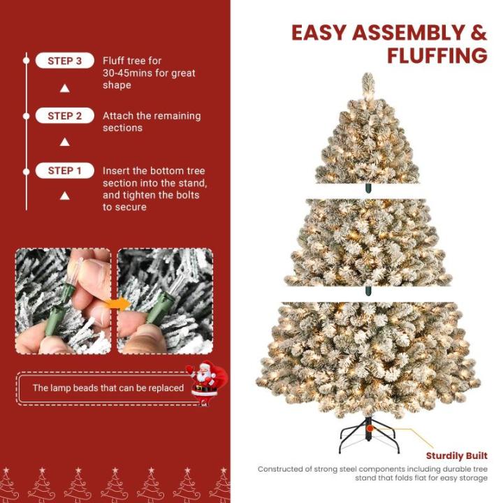 180 cm kerstboom kustlich met verlichting, led witte decoratie met 8 lichtmodi, 250 warmwitte lampen, opvouwbare standaard, sneeuwtakpunten voor feestdecoratie thuis