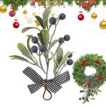 Grüne Weihnachtsmistel,Weihnachtsmisteldekoration - Weihnachtsdekoration, handgefertigter grüner Mistelzweig,Künstlicher Mistelzweig mit Schleife für Weihnachtsbaum, Fenster, K