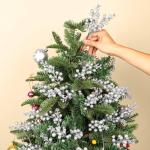 Kunstbessen kerstdecoratie, 24 stuks kunstbessendecoratie, kunstbessentakken voor kerstboom, decoratie, handwerk, bruiloft, vakantie, winterdecoratie, zilverkleurig