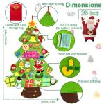 Vilten kerstboom voor kinderen, 3.3FT DIY muur opknoping kerstboom set, kinderen vilt kerstboom met 31 ornamenten en 5 m licht touw, ideaal voor thuis deur raam decoratie