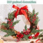 40 stuks kunstdennentakken met 10 rode bessenstelen, 22 cm, siliconen dennentakken, kunstmatig als echte decoratie, Kerstmis, strooidecoratie, dennen voor adventskrans, decoratie (