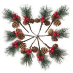 10st Kiefernzapfen Tannenzweig Künstliche Weihnachtspflücker Künstliche Beerenzweige Baum Pflücken Weihnachtsschmuck Girlande Pflanzen Weihnachts-kiefernpflücker Beeren Zweig 