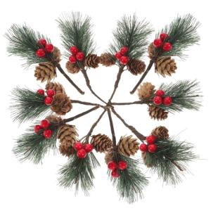 10st Kiefernzapfen Tannenzweig Künstliche Weihnachtspflücker Künstliche Beerenzweige Baum Pflücken Weihnachtsschmuck Girlande Pflanzen Weihnachts-kiefernpflücker Beeren Zweig 
