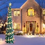 Pop-up spiraalvormige kerstboom, 150 cm, inklapbaar, met 5 m, 50 leds en sterpunt, kunstkerstboom voor thuis, woning, feest (B)