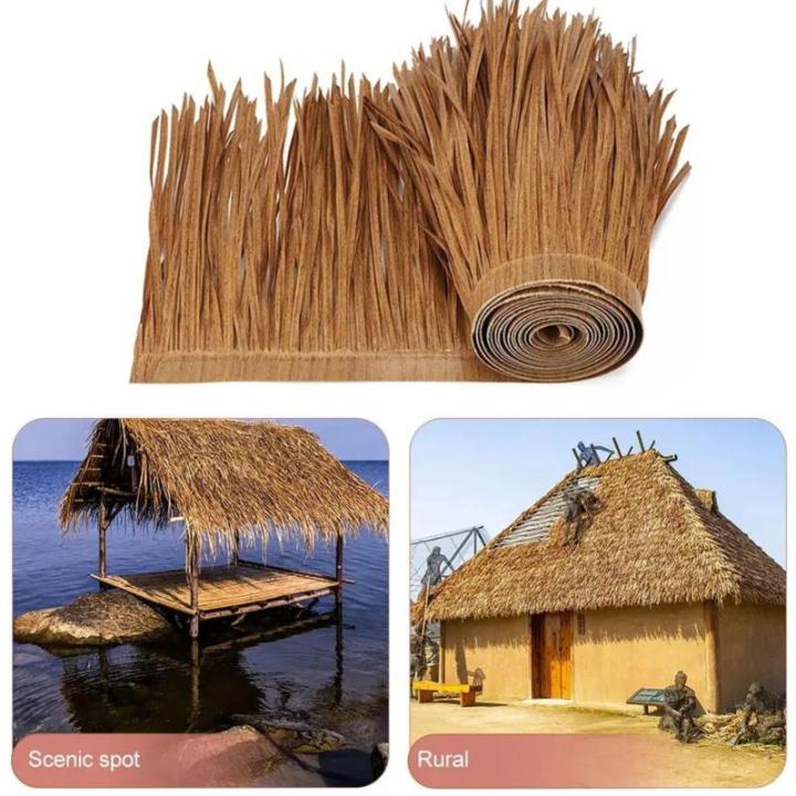 Mexikanische Palmen-Strohrolle, Synthetisches Künstliches Strohdachmaterial, Wasserdicht Für Dachpalmen-Strohrollen, Strohplatte Für Zaun-Party-Dekoration(Yellow1,0.5x4m)