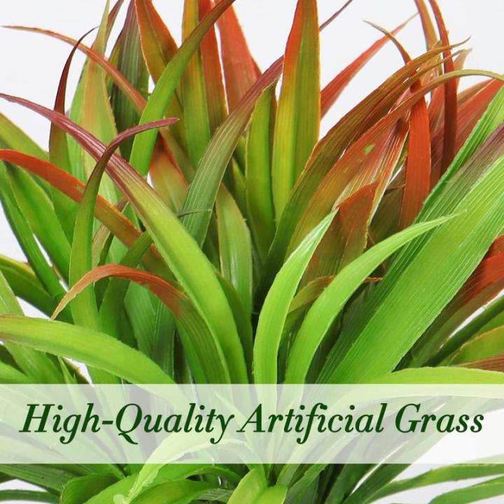 , 6 stuks, 40 cm, gras, , herfst, kunststof planten, binnen en buiten, uv-bestendig, groen kunstgras voor thuis, raam, tuin, terras, pad, veranda, decoratie