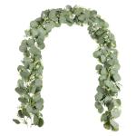 2 Pack Kunstmatige Eucalyptus Wijnstok met Baby's Adem Bloemen 6.2FT Nep Zijde Eucalyptus Bladeren Groene Slinger Opknoping Planten Wijnstok voor Bruiloft Achtergrond Boog Party Ta