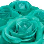 Rozenbox rond, 4 rozen, stabiele bloemenbox, wit, 10 jaar houdbaar, cadeau-idee, decoratieve bloemenbox, turquoise, 14 x 13 x 13 cm