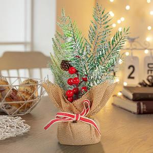Tisch-Weihnachtsbaum,Weihnachtsbaum klein - Leinen-Desktop-Weihnachtsbaum mit Tannennadeln Sammeln, Tafelaufsatz aus Kiefernholz für das Neujahrs-Ferienhaus