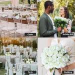 Kunstrozen, 15 stuks, kunstbloemen, net echt, lange stem, kunstrozen voor doe-het-zelf bruiloftsdecoratie, bruidsboeket, tuin, feest, hotel, kantoor, decoratie, rozen (wit)