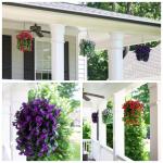 Kunstzijde hangende bloemen plantenmand voor lente zomer buiten buiten veranda decoratie, UV-bestendige nep nep wit ochtendglorie lange wijnstokken realistisch voor thuis balkon tu