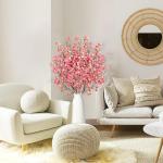 4 stuks kunstkersenbloesem, takken, roze perzikbloemen, 100 cm, kunstbloemen, bulk, lente, zijden bloemen, planten, bundel, lange stelen voor bruiloft, feest, tafel, vaas, decorati