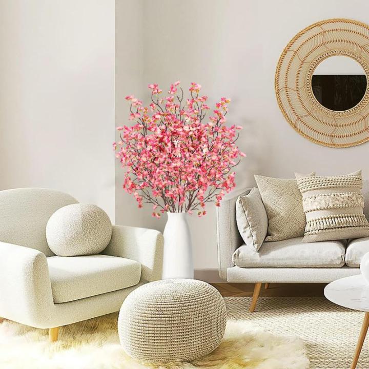 4 stuks kunstkersenbloesem, takken, roze perzikbloemen, 100 cm, kunstbloemen, bulk, lente, zijden bloemen, planten, bundel, lange stelen voor bruiloft, feest, tafel, vaas, decorati