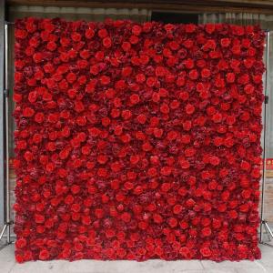 Kunstblumen-Rosenwand, Rote Hintergrundwand Mit Hoher Dichte, Seidenhortensien-Blumenpanel Für Fotohintergrund Home Party Hochzeitshintergrund(2 * 2m/6.5 * 6.5ft)