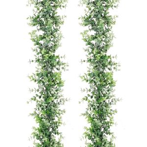 Set Aus Zwei Eukalyptus Girlanden 178 cm, Kunstpflanzen Hängend, Realistisch Und Schön, Langlebig, Eukalyptus Deko Ist Geeignet für Zuhause, Hochzeit, Festival, Party-Dekoration