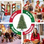Kunstkerstboom met verlichting, sneeuweffect, led-dennenboom met metalen standaard, 250 lampen, pvc-kerstboom voor kerstdecoratie, 180 cm