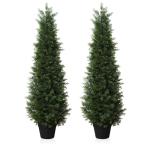 Kunstplant ceder 120 cm in pot, coniferen kunstmatig outdoor UV beschermd voor huis woonkamer tuin veranda decoratie (2 stuks)