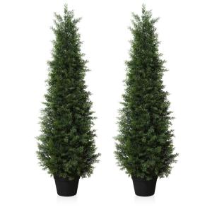 Kunstplant ceder 120 cm in pot, coniferen kunstmatig outdoor UV beschermd voor huis woonkamer tuin veranda decoratie (2 stuks)