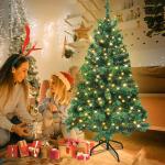 Kunstkerstboom met verlichting, 210 cm, pvc, kunstkerstboom met 350 leds en standaard, kunstkerstdecoratie, groen