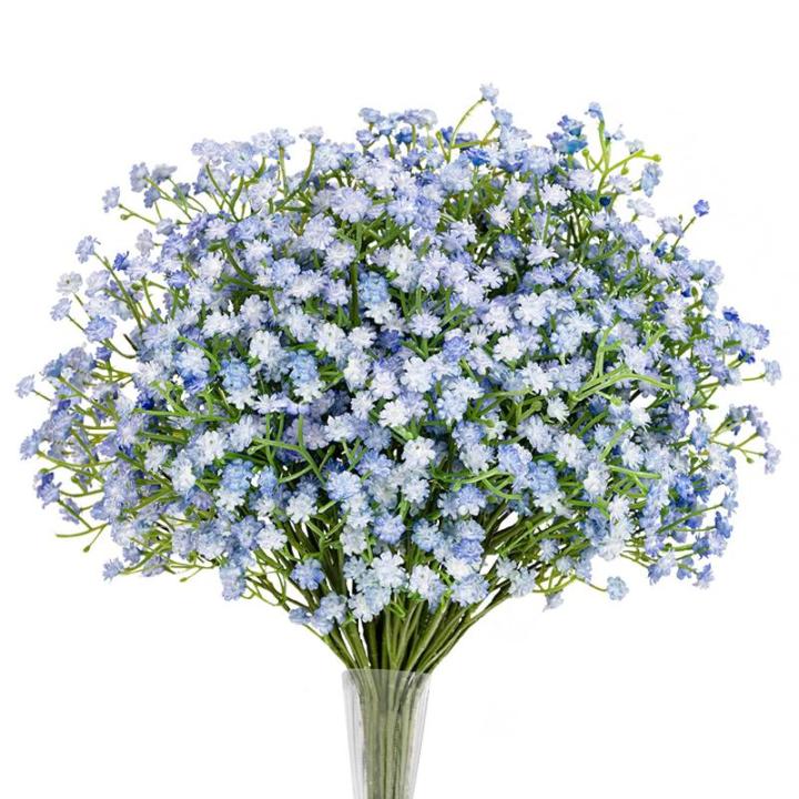 Gypsophila , 10 stuks, Gypsophila , sluierkruid, namaakbloemen, boeketten voor bruiloft, bruid, feest, woondecoratie (blauw)