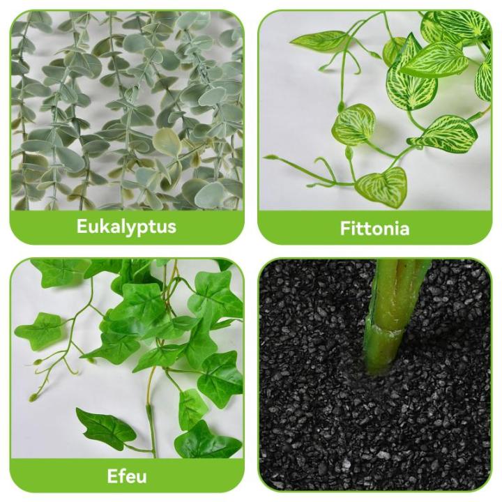 Kunstplant, eucalyptus, klimop, 60 cm, , zeer realistisch plastic kunstplant, decoratieve planten voor woonkamer, woning, badkamer, keuken, 3 stuks