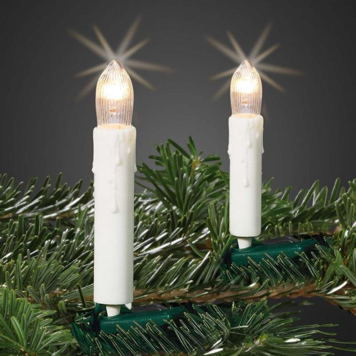 Lichtketting kaarsen kerstboom, kaarsen lichtketting binnen met clip, 30 lampen, verlichte lengte 1160 cm, afstand 40 cm kabel groene schacht wit, voedingskabel 1,5 m, voor binnen 
