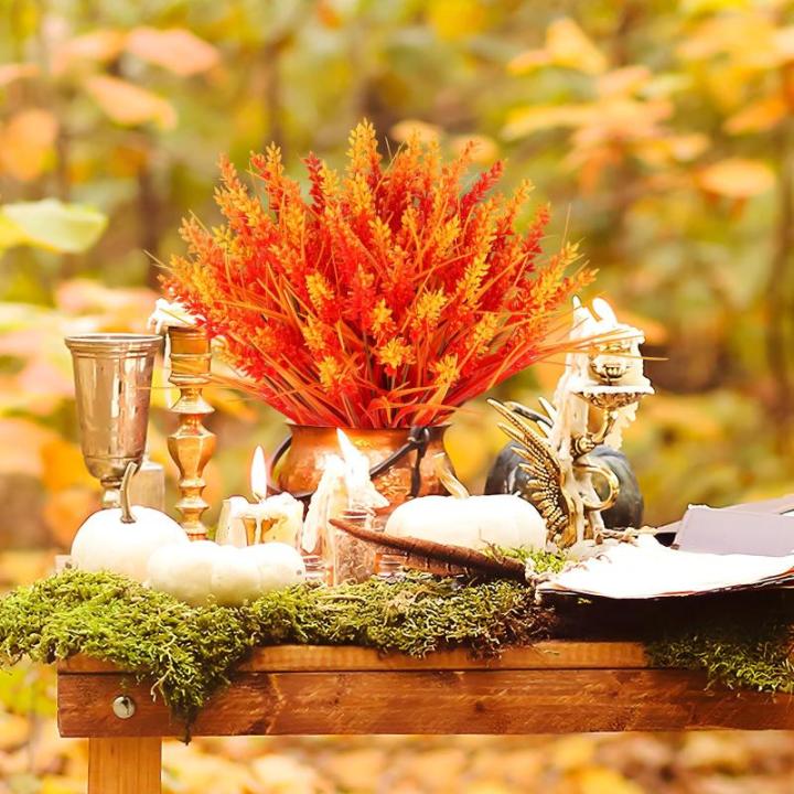 Kunstbloemen, 6 bundels voor buiten, met bloemen, uv-bestendig kunststof, herfstplanten voor tuin, raam, veranda, balkonplanten, herfstdecoratie
