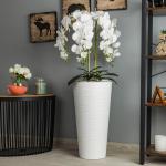 Kunstorchidee cascade boeket wit in pot wit H 110 cm thuiskantoor decoratie, kunstplant orchidee, kunstbloem, kunstorchidee in pot