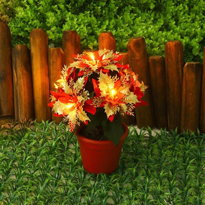 Künstlicher Weihnachtsstern Im Topf mit Licht, Künstliche Bonsai-Blume, Topfpflanze mit Topf für Weihnachtsfeier, Weihnachten, Urlaub, Zuhause, Esstisch, Büro, (B)